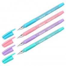 РУЧКА ШАР. BERLINGO "AVIATOR. PASTEL" СИНЯЯ 0,7ММ С РЕЗИН.УПОРОМ,МАСЛ.ОСНОВА,АСС-Т