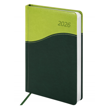 Ежедневник датированный 2026 А5 138x213 мм, BRAUBERG "Bond", под кожу, зеленый/салатовый