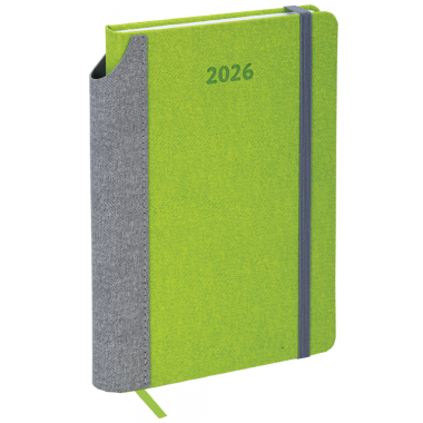 Ежедневник датированный 2026 А5 138x213 мм, BRAUBERG "Mosaic", под кожу, карман для ручки, зеленый