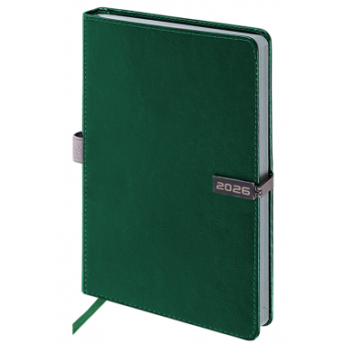 Ежедневник датированный 2026 А5 138x213 мм, BRAUBERG "Inspiration", под кожу, цветной срез, темно-зеленый