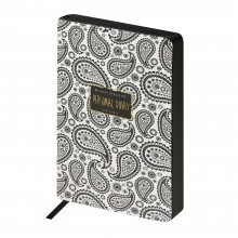 ЕЖЕДНЕВНИК НЕДАТИР. А5 BRUNO VISCONTI "BLACK&WHITE. ВОСТОЧНЫЙ МОТИВ" МУЛЬТИКОЛОР С ЦВЕТНЫМ СРЕЗОМ,ТОНИР.БЛОК,КОЖ.ЗАМ.