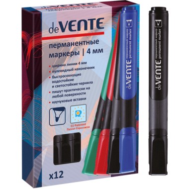 МАРКЕР ПЕРМАНЕНТНЫЙ "DEVENTE" ЧЕРН. КОНУС 4,0ММ