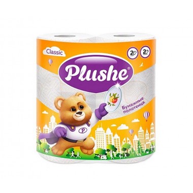 ПОЛОТЕНЦЕ БУМАЖНОЕ "PLUSHE" "CLASSIC" 2-Х СЛ. 2 РУЛ. 13.2М