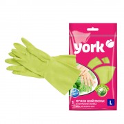ПЕРЧАТКИ РЕЗИНОВЫЕ С Х/Б НАПЫЛЕНИЕМ "YORK" L С ЭКСТРАКТОМ АЛОЭ