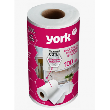 САЛФЕТКИ УНИВЕРСАЛЬНЫЕ "YORK" СОТЫ 22,5х25 (100ШТ/РУЛ)