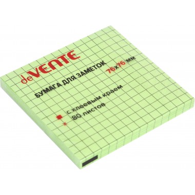 БУМАГА Д/ЗАМ.С ЛИПКИМ КРАЕМ DEVENTE 76х76 ЗЕЛ. В КЛЕТКУ 80Л.