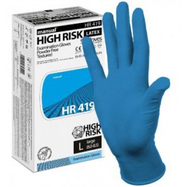 ПЕРЧАТКИ ЛАТЕКСНЫЕ "HIGH RISK MANUAL" M (25 ПАР В УПАК)