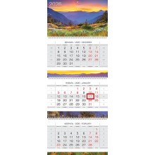 КАЛЕНДАРЬ НАСТЕННЫЙ 3-БЛОЧНЫЙ 2026 "КРАСКИ ПРИРОДЫ" + БЕГУНОК