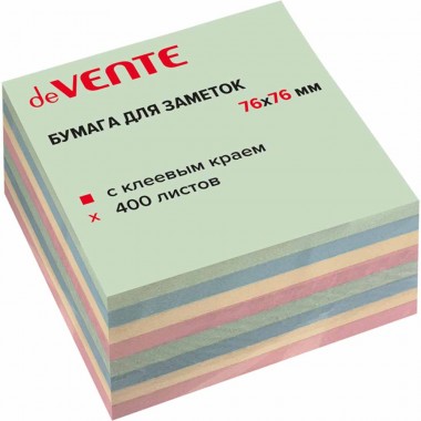 БУМАГА Д/ЗАМ.С ЛИПКИМ КРАЕМ DEVENTE 76х76 ПАСТЕЛЬ 4ЦВ. 400Л.