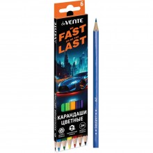 КАРАНДАШИ ЦВЕТНЫЕ DEVENTE "FAST OR LAST" 6ЦВ. ШЕСТИГРАН.