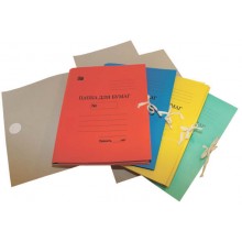 ПАПКА КАРТОННАЯ С ЗАВЯЗКАМИ ЦВЕТНАЯ МЕЛ. ЖЕЛТАЯ 370ГР.