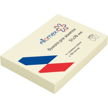 БУМАГА Д/ЗАМ.С ЛИПКИМ КРАЕМ ATTOMEX 51х76 ПАСТЕЛ. ЖЁЛТ. 100Л.