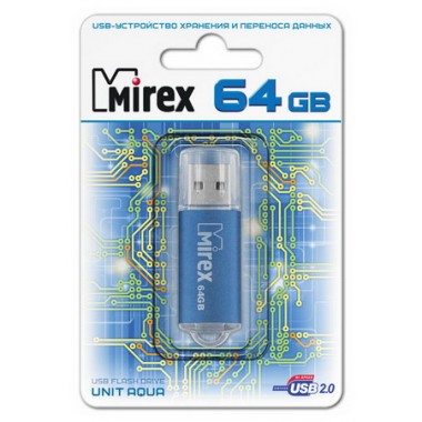 ФЛЭШ-НАКОПИТЕЛЬ USB2.0 64 ГБ "MIREX" "UNIT" СИН.