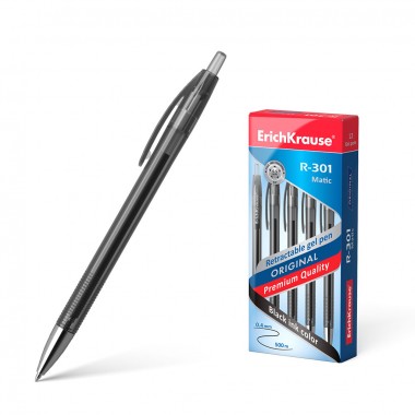 РУЧКА ГЕЛ.АВТ. ERICH KRAUSE "R-301 ORIGINAL GEL MATIC" ЧЁРНАЯ 0,5ММ