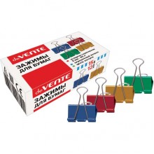 ЗАЖИМ ДЛЯ БУМАГ ЦВЕТНОЙ 15ММ 12ШТ DEVENTE