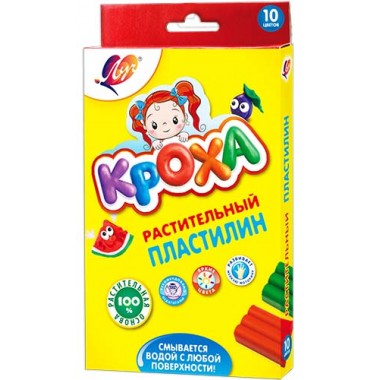 ПЛАСТИЛИН "ЛУЧ" "КРОХА" 10 ЦВЕТОВ РАСТИТЕЛЬНЫЙ 160ГР