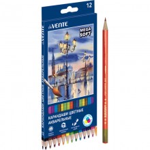 КАРАНДАШИ АКВАРЕЛЬНЫЕ "DEVENTE" "TRIO MEGA SOFT" 12ЦВ. С КИСТЬЮ