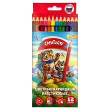 КАРАНДАШИ ЦВЕТНЫЕ CREATIVIKI 12ЦВ. ПЛАСТИК ШЕСТИГРАН.