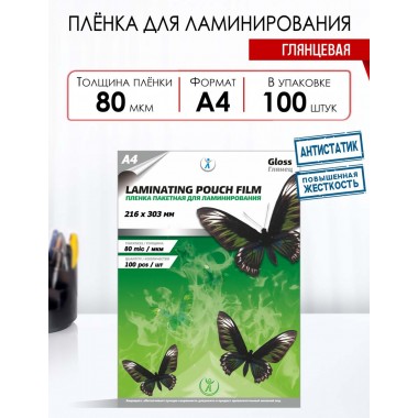 ПАКЕТ ДЛЯ ЛАМИН-Я А4 (303Х216) 80 МКМ. (100 ШТ.)