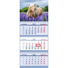 КАЛЕНДАРЬ НАСТЕННЫЙ 3-БЛОЧНЫЙ 2026 "ЛОШАДЬ ПАЛОМИНО" + БЕГУНОК