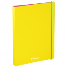 ПАПКА ПЛАСТ. С 4-Я КОЛЬЦАМИ 2,4СМ 600МКМ BERLINGO "RAZE" ЖЁЛТАЯ ВНУТР.КАРМАН