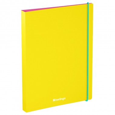 ПАПКА ПЛАСТ. С 4-Я КОЛЬЦАМИ 2,4СМ 600МКМ BERLINGO "RAZE" ЖЁЛТАЯ ВНУТР.КАРМАН