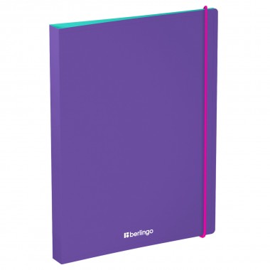 ПАПКА ПЛАСТ. С 4-Я КОЛЬЦАМИ 2,4СМ 600МКМ BERLINGO "RAZE" ФИОЛЕТОВАЯ ВНУТР.КАРМАН