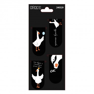 ЗАКЛАДКА Д/КНИГ МАГНИТНАЯ "ГУСЬ ОБНИМУСЬ" 4ШТ.