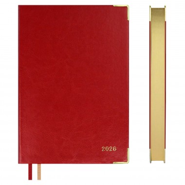 ЕЖЕДНЕВНИК 2026 А5 ESCALADA "ДУМАЙ КАК МИЛЛИАРДЕР" САРИФ КРАСНЫЙ С ЗОЛОТЫМ СРЕЗОМ,МЕТАЛЛ.УГОЛОК,КОЖ.ЗАМ.