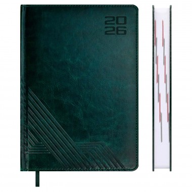 ЕЖЕДНЕВНИК 2026 А5 ESCALADA САРИФ ЗЕЛЁНЫЙ КОЖ.ЗАМ.