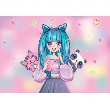 ДОЩЕЧКА ДЛЯ ПЛАСТИЛИНА КОКОС "ANIME GIRL" 330х230ММ