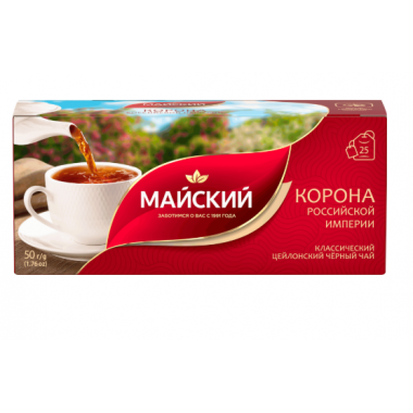 ЧАЙ ЧЕРНЫЙ МАЙСКИЙ-КОРОНА РОССИЙСКОЙ ИМПЕРИИ 25ПАК х2Г