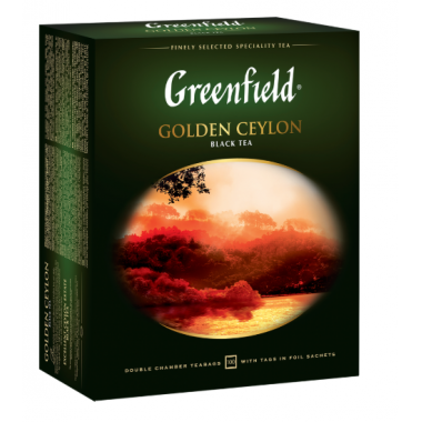 ЧАЙ GREENFIELD "GOLDEN CEYLON" ЧЕРНЫЙ 100 ПАК.