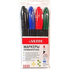 МАРКЕР ПЕРМАНЕНТНЫЙ НАБОР 4ЦВ. "DEVENTE" КОНУС 5,0ММ