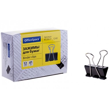 ЗАЖИМ ДЛЯ БУМАГ ЧЁРНЫЙ 41 ММ (12 ШТ)