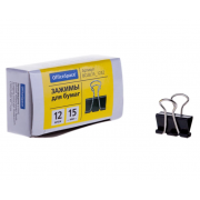 ЗАЖИМ ДЛЯ БУМАГ ЧЁРНЫЙ 15 ММ (12 ШТ)