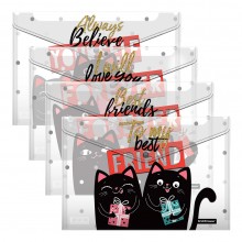 ПАПКА-КОНВЕРТ С КНОПК. А4 "ERICH KRAUSE" FELINE FRIENDS