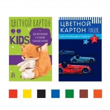 КАРТОН ЦВЕТНОЙ А4 7 ЛИСТОВ 7 ЦВЕТОВ НЕМЕЛОВАННЫЙ"АЛЬТ" ПАПКА, АСС-Т