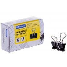 ЗАЖИМ ДЛЯ БУМАГ ЧЕРНЫЙ 19 ММ (12ШТ)