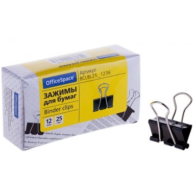 ЗАЖИМ ДЛЯ БУМАГ ЧЁРНЫЙ 25 ММ (12ШТ)