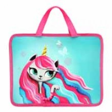 ПАПКА-ПОРТФЕЛЬ ПЛАСТ. "UNICORN CAT" 26х33х9СМ НА МОЛНИИ,С РУЧКАМИ