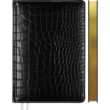 ЕЖЕДНЕВНИК 2026 А5 DEVENTE "WILD" ЧЁРНЫЙ С ЗОЛОТЫМ СРЕЗОМ,ТОНИР.БЛОК,КОЖ.ЗАМ.