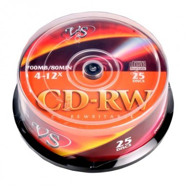 ДИСК CD-RW "VS" 4X-12X CAKEBOX 25ШТ.