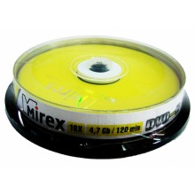 ДИСК DVD-R "MIREX" 16Х CAKEBOX 10ШТ.